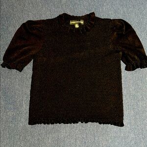 Chico's Black Knit Top with Puff Sleeves